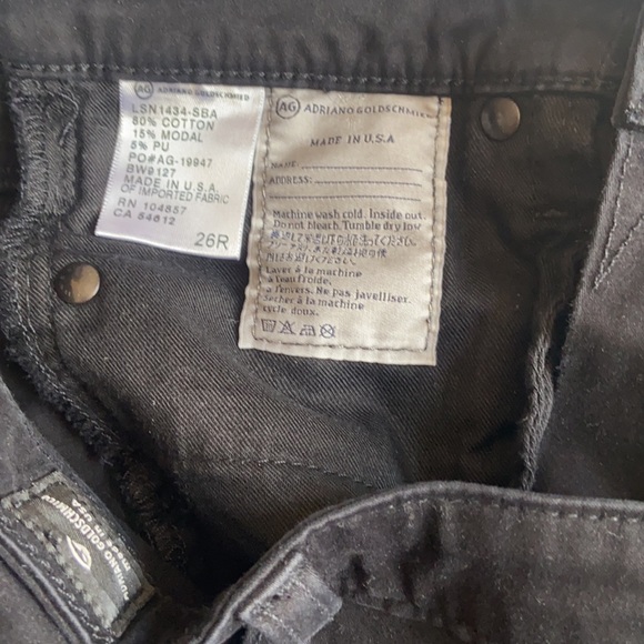 AG Prima Mid Rise Cigarette Black Jeans 26R - Picture 10 of 10